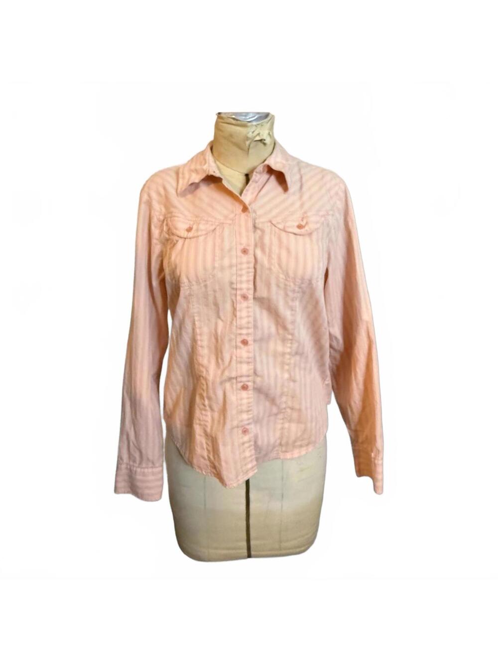 French Cuff Peach Striped Cotton Shirt